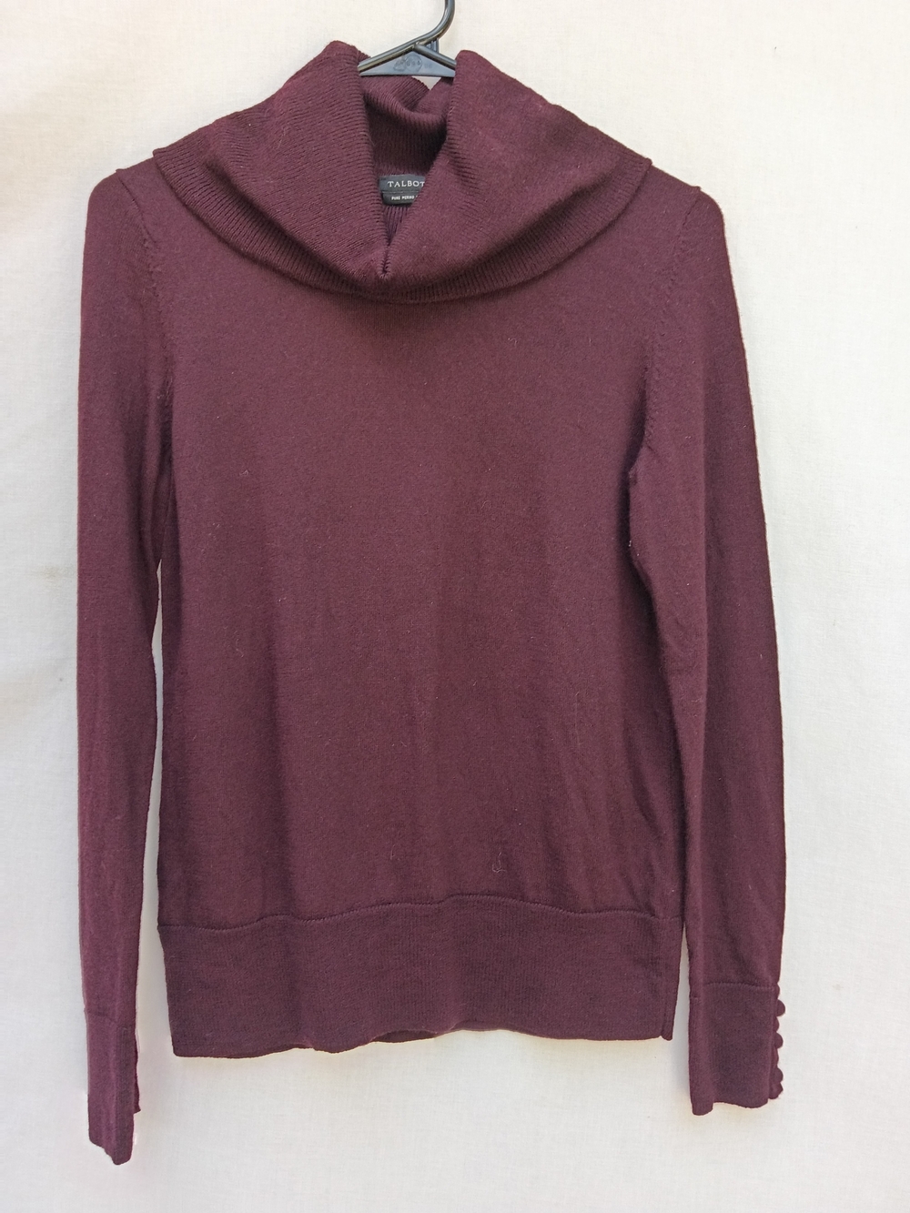 Talbots 100% Merino Wool Marled Cowl Neck Sweater in Wine Small Preppy Office